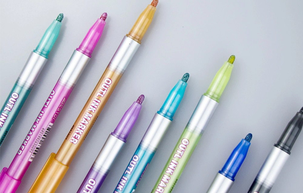 Outline Marker Pen for DIY Card Poster Double Line Color Flash Pen Gift
