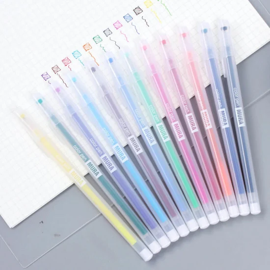 Student Macaron Color Gel Pen Stationery Supplies 0.5mm Ballpoint Black Ink