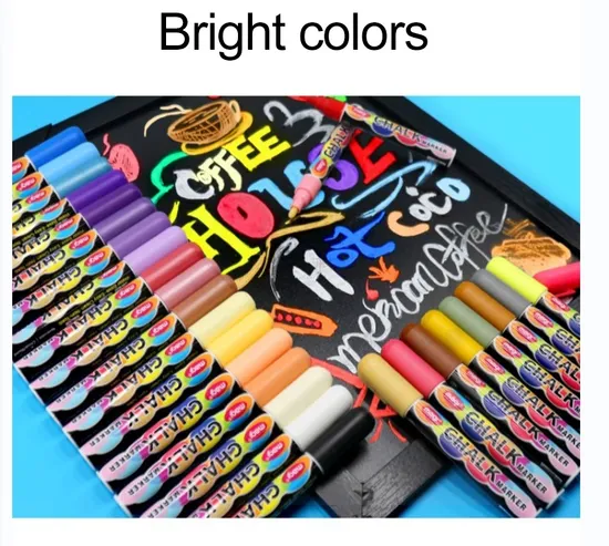Liquid Chalk Markers Colored Pens Dry Erase Chark Markers for Windows, Glass, Chalkboard with Reversible Tip 
