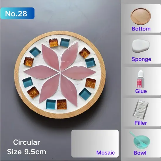 DIY Art Mosaic Coaster Material Kit Mix Color Glass 