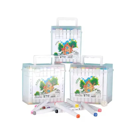 Wholesale Custom 24 Colors Acrylic Marker Pen Art Sketch Multi Color Dual Tip Permanent Paint Marker Pen Set 