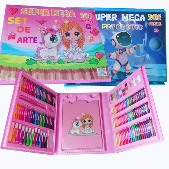 Plastic Kids Crayon Color Pencil Pastel Drawing Watercolor Art Painting Kit with Easel 