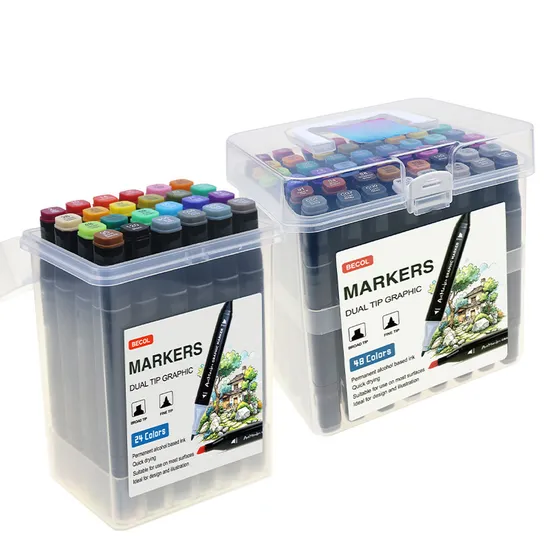 Professional Double Head 24/48 Colors Alcohol Based Art Paint Marker Pen Set 