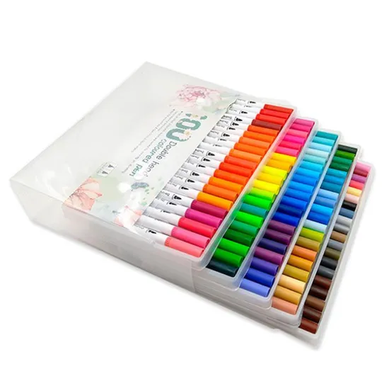 Multicolor Water Based Marker Dual Tip Watercolor Brush Pen Art Marker Pen Set with Fineliner for Children 