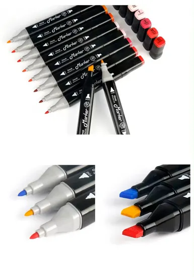 Waterproof Multi Colors Dual Tip Permanent Artist Alcohol Based Paint White Board Marker Pens Set 