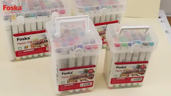 Foska High Quality Strong Waterproofing 24 36 48 60 Bright Colors Double Tip Liquid Acrylic Paint Marker Pen for Students 