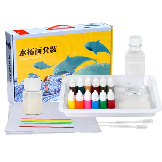 DIY Drawing Brush Art Tool Water Marbling Paint Kit 
