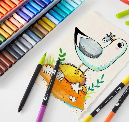 Factory Price 12PCS/Set Stable Quality Twin Tip Markers for Sketching Art Supplies Alcohol Sketch Pen Drawing Twin Marker 