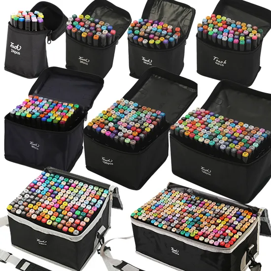 Wholesale Price 168 Dual Nib Alcohol Marker Pen Set with Zipper Case 